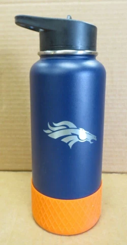 NFL DENVER BRONCOS 32OZ STAINLESS STEEL VACUUM INSULATED WATER BOTTLE NEW Cover