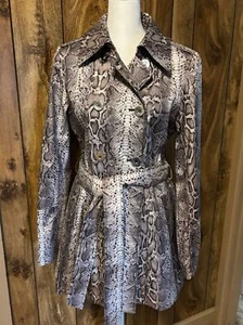 Via Spiga Snakeskin Print Belted Short Trench Coat Jacket Size Small - Picture 1 of 8