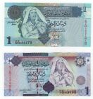 Libya Two 1 Dinar Bank Notes Issued 2002 and 2009 UNC
