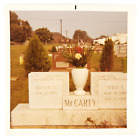 Chillicothe Ohio Cemetery Grave Photo 1960S Mccarty Headstone Marker Flower D788