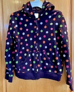Girl Gymboree Cotton Blend Zip Up Hoodie Sweatshirt Brown Buttons Sz: L - Picture 1 of 2