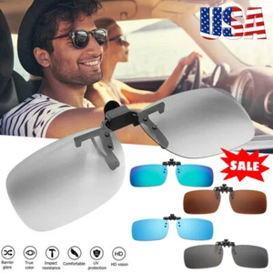 Polarized Clip-on Flip Up Metal Clip Rimless Sunglasses for Prescription Glasses - Picture 1 of 25