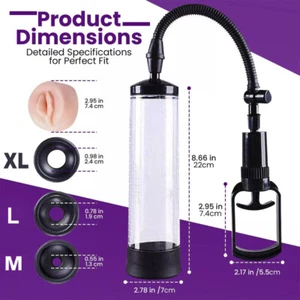 Penis Pump Enlarger Vacuum Erection Enhancer Power Up Cock Extender-Stretcher - Picture 1 of 11