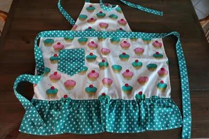Gourmet Club Cupcakes and Polka Dots Cotton Bib Apron - Picture 1 of 6