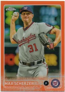 2015 Topps Chrome Orange Refractor #98 Max Scherzer 16/25 Nationals HOF RARE - Picture 1 of 2