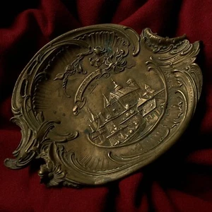 Nurnberg Castle Baroque Medieval Germany Antique Bronze Tray Statue - Picture 1 of 10