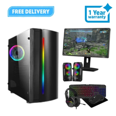 22in Monitor Fast Gaming PC Bundle Intel Core i5 16GB RAM SSD+HDD 4GB GT730 - Image 1 of 4