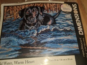 Dimensions Cold Water Warm Heart Black Lab Dog Needlepoint Kit 20071 - Picture 1 of 5