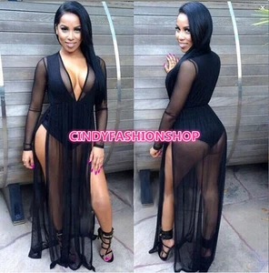 Sexy Mujer Verano Vendaje ceñido al cuerpo Delgado Noche Fiesta Cóctel Maxi Vestido Largo - Imagen 1 de 9