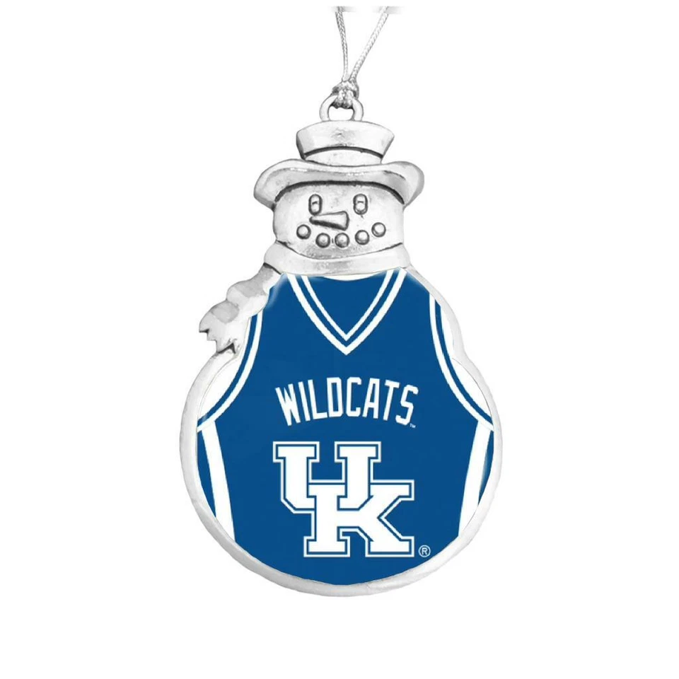 Camiseta deportiva de baloncesto muñeco de nieve Kentucky Wildcats adorno de Navidad plateado regalo del Reino Unido Foto 1 de 1