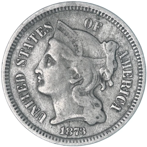 1873 (P) Three Cent Nickel Fine FN See Pics W207 Cover