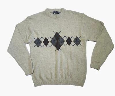 Trader Bay Wool Acrylic Sweater Mens Medium Biege Gray Brown Soft Pullover Shirt - Image 1 of 4