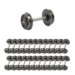 Evemodel 24pcs HO Scale 1:87 36" Metal Wheelsets Metal DC Wheels Metal Axles - Picture 1 of 5