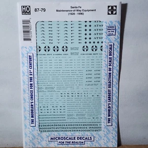 Calcomanía a microescala Santa Fe Railroad Maintenance of Way Equipment 1928-96 87-79 - Imagen 1 de 3