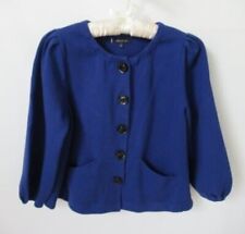 AK Anne Klein blue 100% cotton round neck 3/4 sleeve knit jacket *Sz L*