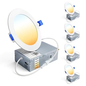 4 Pack 4 Inch LED Recessed Light, Dimmable, 2700K-5000K 5CCT, 750LM High Brig... - Picture 1 of 8