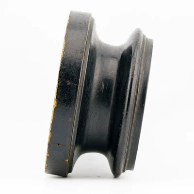 Antique Chinese Carved Wood Black Stand Circle Base Qing Era 20th Century - Image 1 of 4