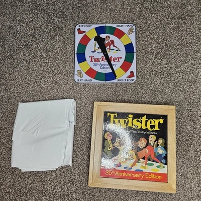 Rare MB Games Delux 35th Anniversary Twister Game Set In Wooden Box - Image 1 of 3