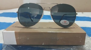 Aviator Style Men's Women's Unisex Sunglasses Silver Frame UV Protection - Picture 1 of 13