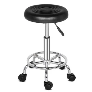 Lines Rotation Bar Stool Black Round Stool - Picture 1 of 24