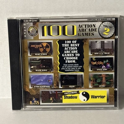 100 ACTION ARCADE GAMES Volume 2 CD Rom Windows 95 3.1 & DOS Duke Nukem 1997  - Image 1 of 4