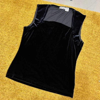 Бархатный черный готический квадратный вырез крышка рукав бак размер большой Energie бренд 90-х Y2K - Изображение 1 из 4