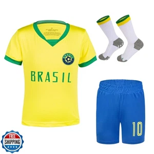 Kit de camiseta de fútbol para niños pequeños Cinins Kids Brazil - Color vibrante Brasil Socce - Imagen 1 de 4