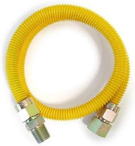 18" SS gewellt gelb epoxidbeschichtet 3/4" MIP X 3/4" Spitze (5/8" OD) Gas Flex, flexibel - Bild 1 von 12