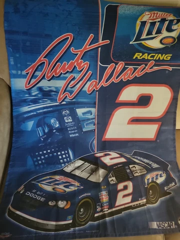 Rusty Wallace #2 NASCAR One Sided Banner Flag/Miller Lite Sponsor Cover