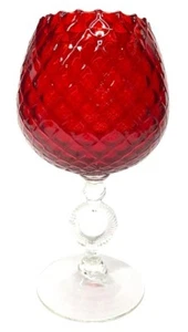 Rubinrot Klar Empoli Diamant Optik Glas Schnaps Schnaps Sockel Vase - Bild 1 von 10