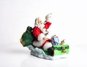 Ashley Cooper Kringlekins Here We Go Santa Sledding sleigh riding Figurine - Picture 1 of 13