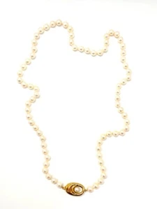 Collar de cadena de perlas Akoya con hebilla de oro 14K 585 de J. Köhle (JKa) alrededor de 1970 - Imagen 1 de 7