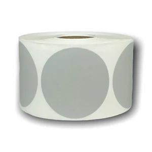 Grey Direct Thermal Labels | Zebra, Rollo & Munbyn Compt. | 2.25" Round, 1 Roll - Picture 1 of 3