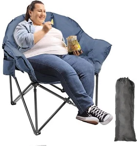 SLSY Oversized Camping Chair Outdoor Portable Chairs 500 lbs with Side Pocket - Picture 1 of 62