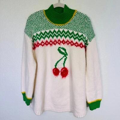 Free People Cherry Heart Mini Womens XS Sweater Dress Chunky Knit Cozy Chic NEW - Image 1 of 4