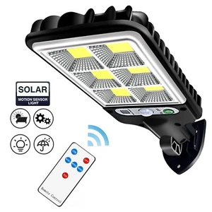 LED Solar Light Motion Sensor 3 Modes Flood Lamp Outdoor Street Wall Yard Garden - Picture 1 of 10