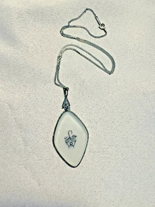 VTG 925 Sterling Silver Marcasite & Camphor Pendant & Necklace Made By Automade - Picture 1 of 11