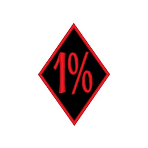 Raute 1% div Größen Outlaw Biker Rocker Patch Aufnäher Kutte - 1% in schwarz-ro - Bild 1 von 1