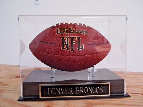 Denver Broncos Football Display Case With A Nameplate For Your Signed Ball Cover