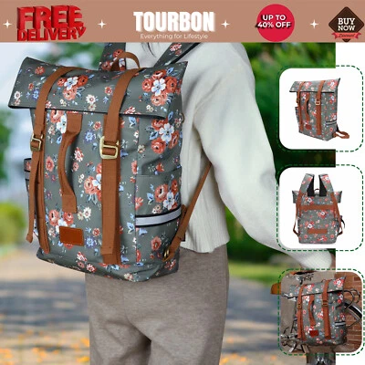 Alforja trasera de lona Tourbon para bicicleta portátil mochila impermeable bolsa de viaje para bicicleta Foto 1 de 4