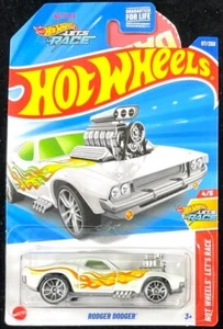 Hot Wheels Rodger Dodger, 2025, White With Flames, Netflix Let's Race #67 - Picture 1 of 8