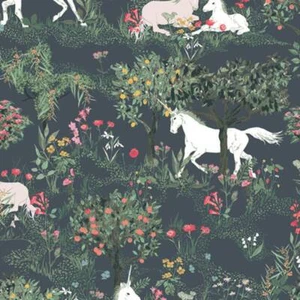 Mystical Quest by Night - Picturesque Unicorns for Art Gallery 100% Cotton - Picture 1 of 1