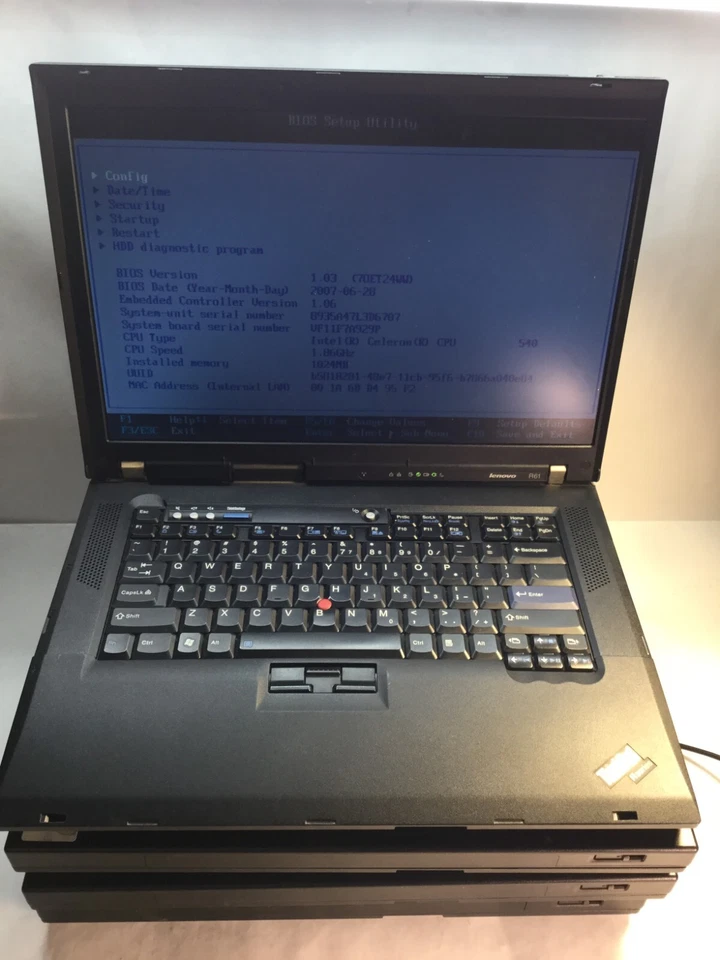 LOT OF 4 Lenovo ThinkPad R61 15" Laptop Intel Celeron -BOOT/ 2 BIOS LOCKED -MZ - Image 1 of 4