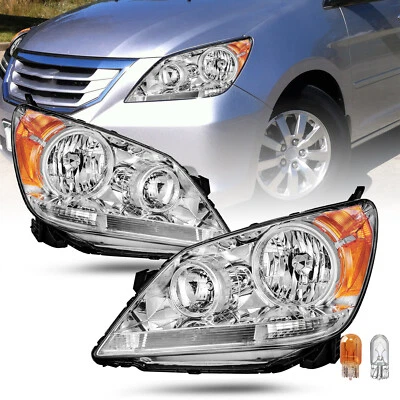 For 2005-2010 Honda Odyssey Chrome Housing Amber Corner Headlights Assembly Pair - Image 1 of 4