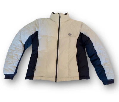 Harley Davidson Jacket Women's Size Medium M Cream & Black Down Puffer Coat  - Image 1 of 4