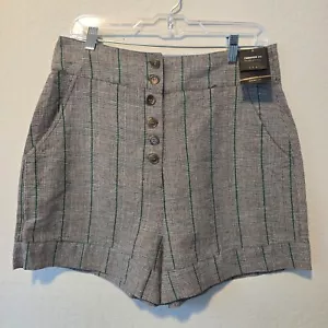 Forever 21 ¡NUEVO CON ETIQUETAS! Pantalones Cortos Contemporáneos Mujer XL Negro/Verde Algodón/Lino - Imagen 1 de 6