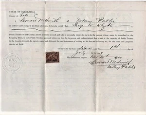 Leadville Colorado / 1899 RELEASE OF DEED OF TRUST FOR EMMA G EDWARDS 1st ed - Picture 1 of 1