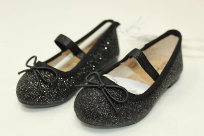 NWT Cat & Jack Girls Shoes Sparkling Black Glitter Slip on Ballet Flats SIZE 5 - Image 1 of 4