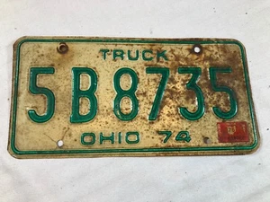 1974 Ohio Nummernschild 5B8735 grün weiß schön 74 LKW - Bild 1 von 2