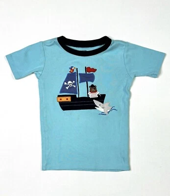 Gymboree T 恤儿童 6 海盗熊鲨鱼蓝色圆领刺绣 — 第 1/4 张图片